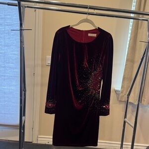Elegant Velvet Burgundy Dress